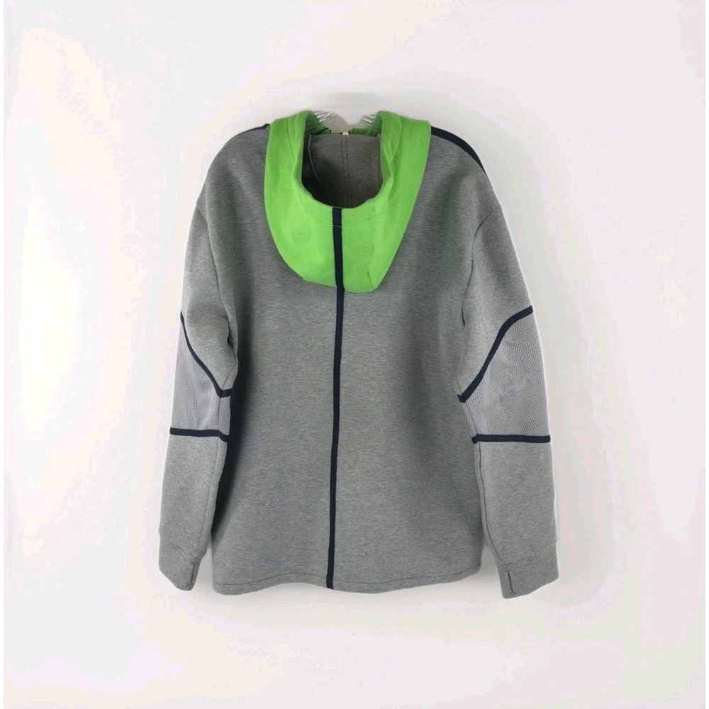Armani Exchange A|X NWT MSRP $140 Men's zip-up hooded sweatshirt Gray Neon Green - Picture 2 of 8